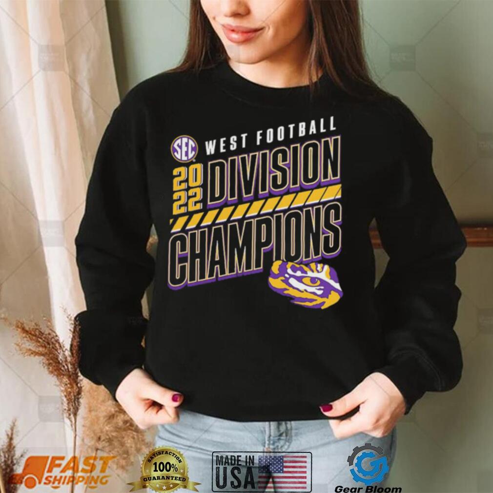 LSU Tigers 2022 SEC West Division Football Champions Slanted Knockout T Shirt LSU Tigers 2022 SEC West Division Football Champions Slanted Knockout T Shirt