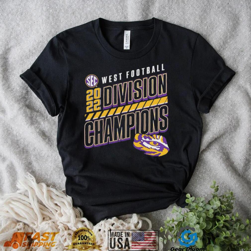 LSU Tigers 2022 SEC West Division Football Champions Slanted Knockout T Shirt LSU Tigers 2022 SEC West Division Football Champions Slanted Knockout T Shirt
