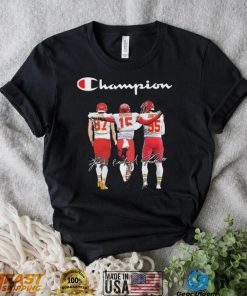 Champion Chiefs Patrick Mahomes Travis Kelce And Chris Jones Signatures Shirt