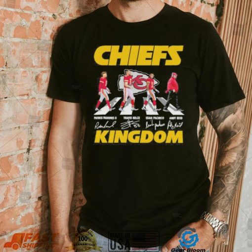 Chiefs kingdom Walking Abbey Road Patrick Mahomes Travis Kelce Isiah Pacheco Andy Reid signatures shirt