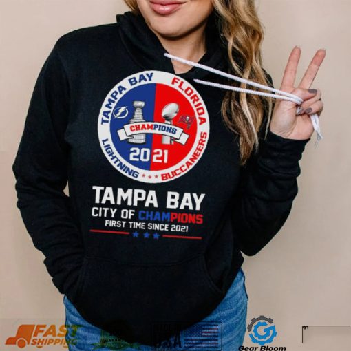 Florida Tampa Bay Lightning And Buccaneers With Tampa Bay City Of Champions 2021 T Shirt