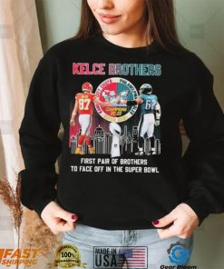 Kelce Brothers Jason Kelce and Travis Kelce First Pair Of Brothers To Face Off In The Super Bowl Signatures Shirt