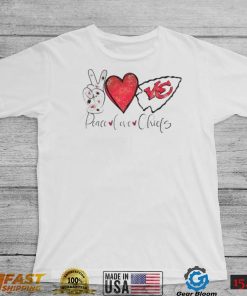 Official Peace Love Kc Chiefs Hand, Heart ,logo Shirt