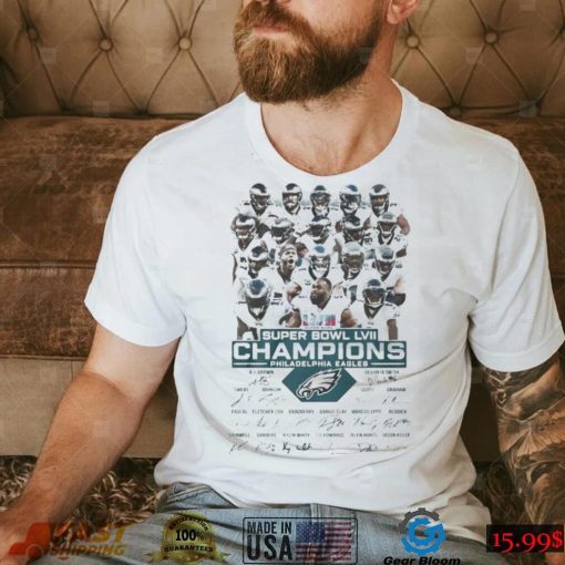 Philadelphia Eagles Team 2022 2023 Super Bowl LVII Champions Signatures Shirt