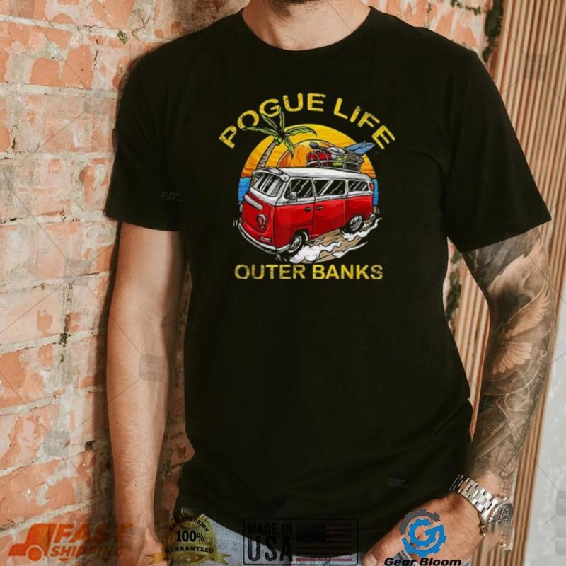 Vintage Outer Banks Surfer Van Beach Pogue Life T Shirt