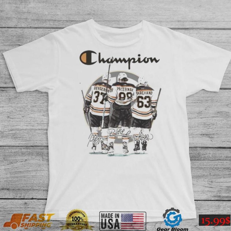 Champion Bergeron Marchand And Pastrnak Boston Hockey Signatures Shirt