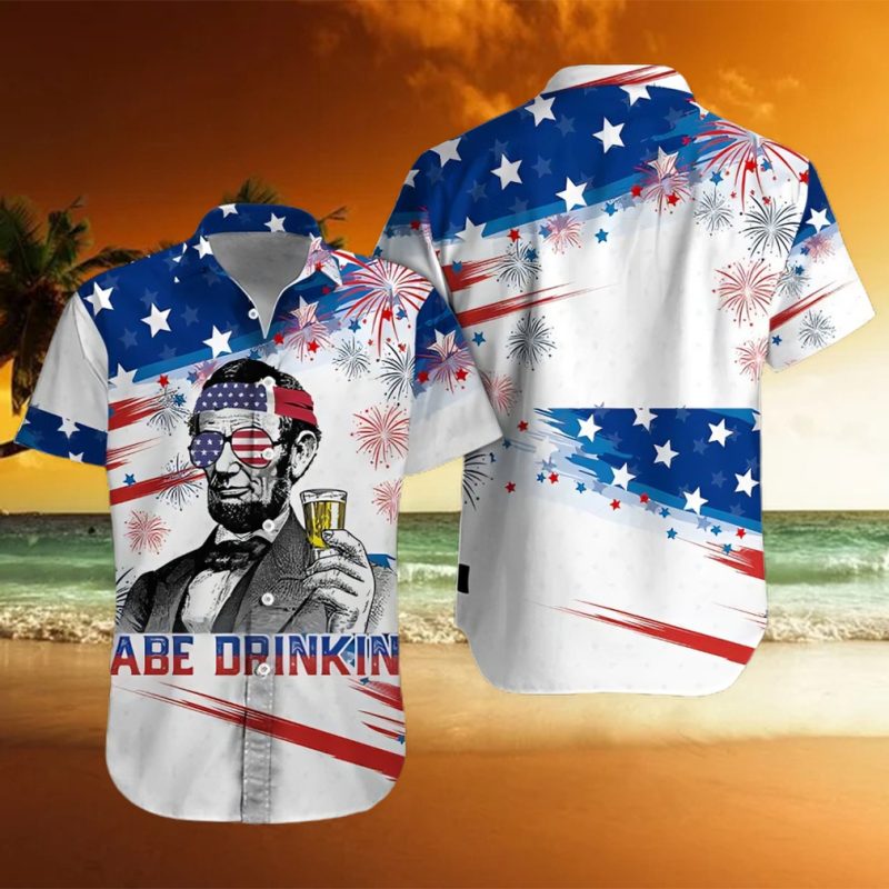 4th Of July Abe Drinking Hawaiian Shirt