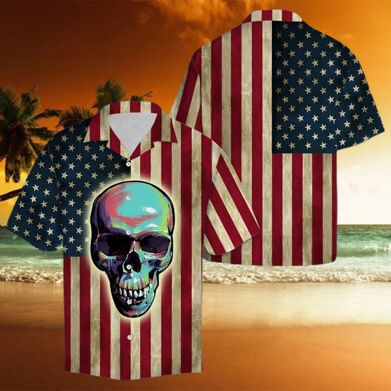 Aloha Shirt Skull American Flag H207018 Hawaiian Shirt