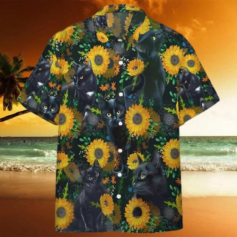 Art Black Cat 3d All Over Printed Trending Hawaiian Shirt