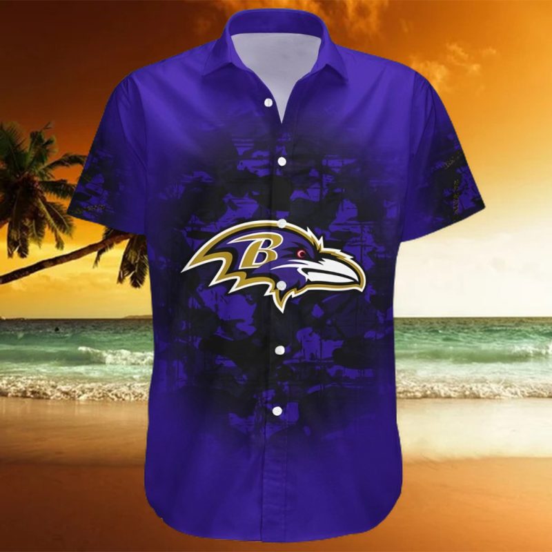 Baltimore Ravens NFL Camouflage Vintage Custom Name And Number Hawaiian Shirt