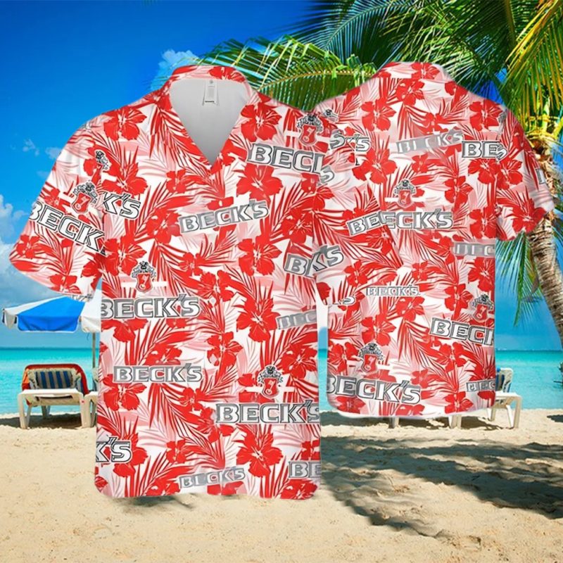 Beck’s Beer Tropical Flower Pattern Hawaiian Shirt