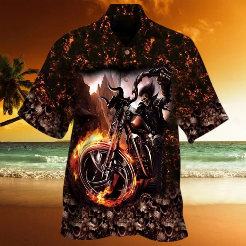 Biker Skull Halloween Hawaiian Shirt For Man And Woman