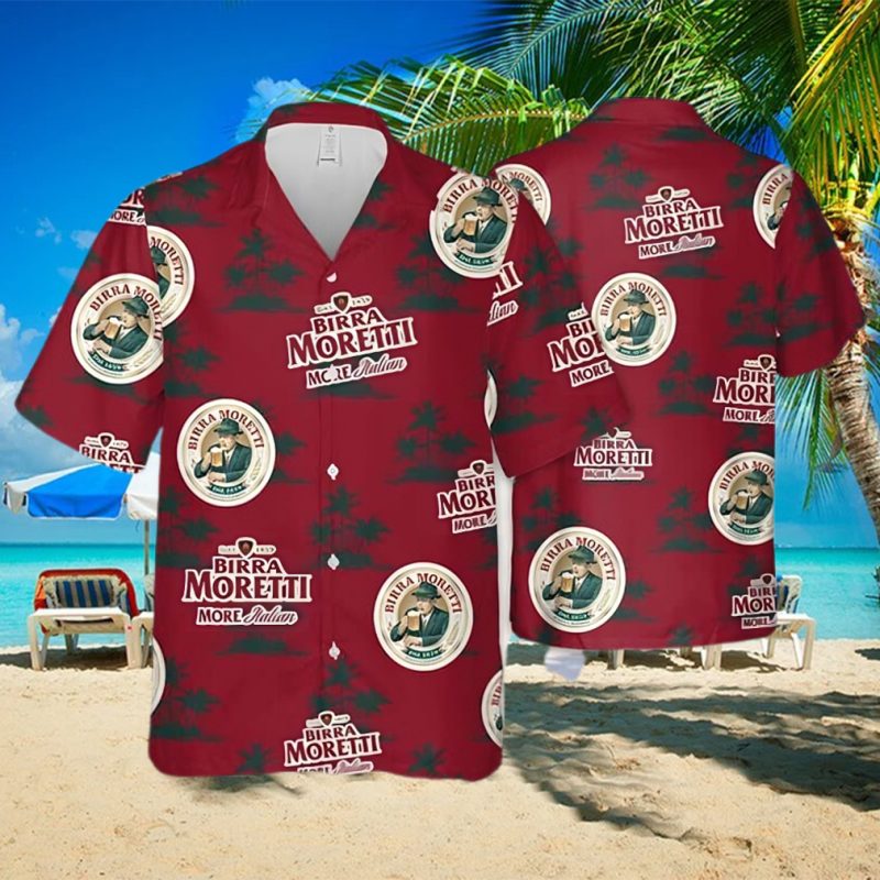 Birra Moretti Beer Coconut Island Pattern Hawaiian Shirt