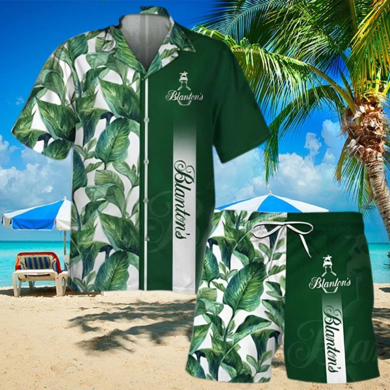 Blanton s Bourbon Tropical Leaf Short Sleeve Hawaiian Shirt