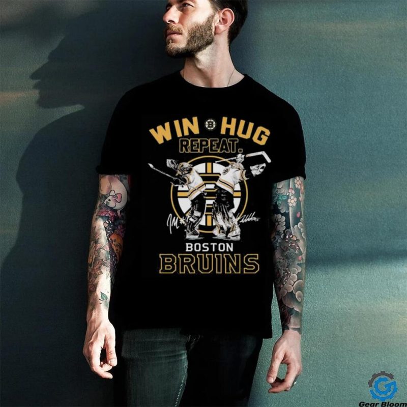 Boston Bruins win hug repeat signatures 2023 shirt