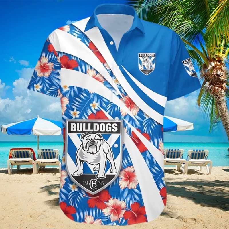 Canterbury Bankstown Bulldogs NRL Hibiscus Tropical Flower Hawaiian Shirt