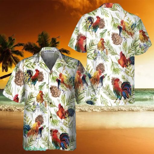 Chicken With Christmas Plants Hawaiian Shirt