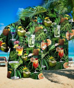 Cocktail And Fruit Hello Summer Tropical Hawaiian Shirt