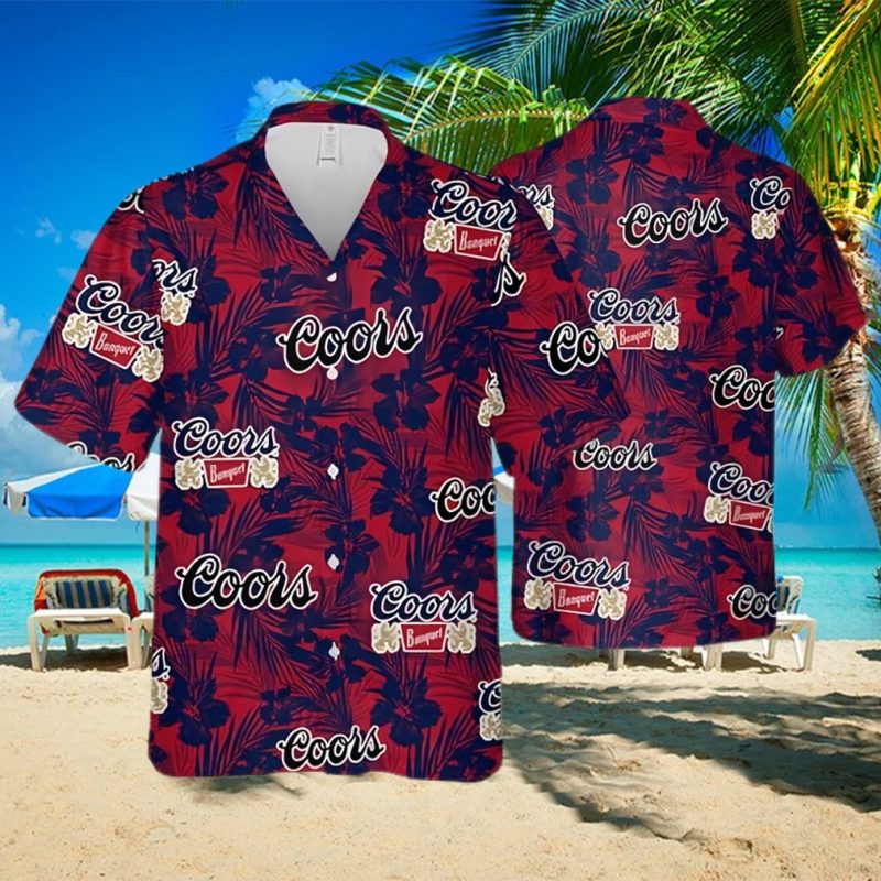 Coors Banquet Beer Tropical Flower Pattern Hawaiian Shirt Beach Gift For Him