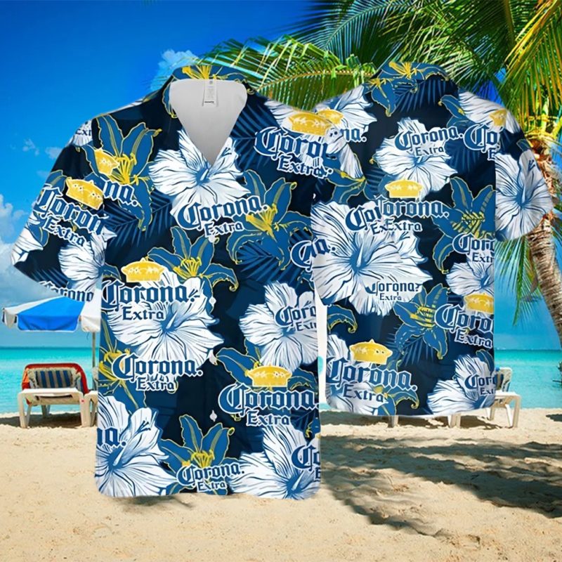 Corona Extra Beer Floral Pattern Hawaiian Shirt