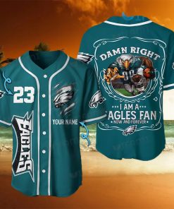 Custom Eagles Baseball Jersey Mascot Damn Right Philadelphia Eagles Gift