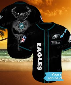 Custom Eagles Baseball Jersey Punisher Skull Philadelphia Eagles Gift
