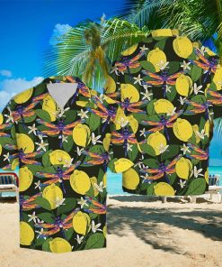 Dragonfly Lemons Hawaiian Summer Beach Shirt