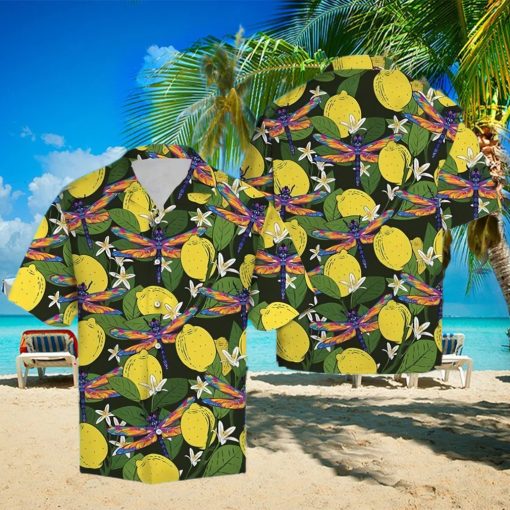 Dragonfly Lemons Hawaiian Summer Beach Shirt
