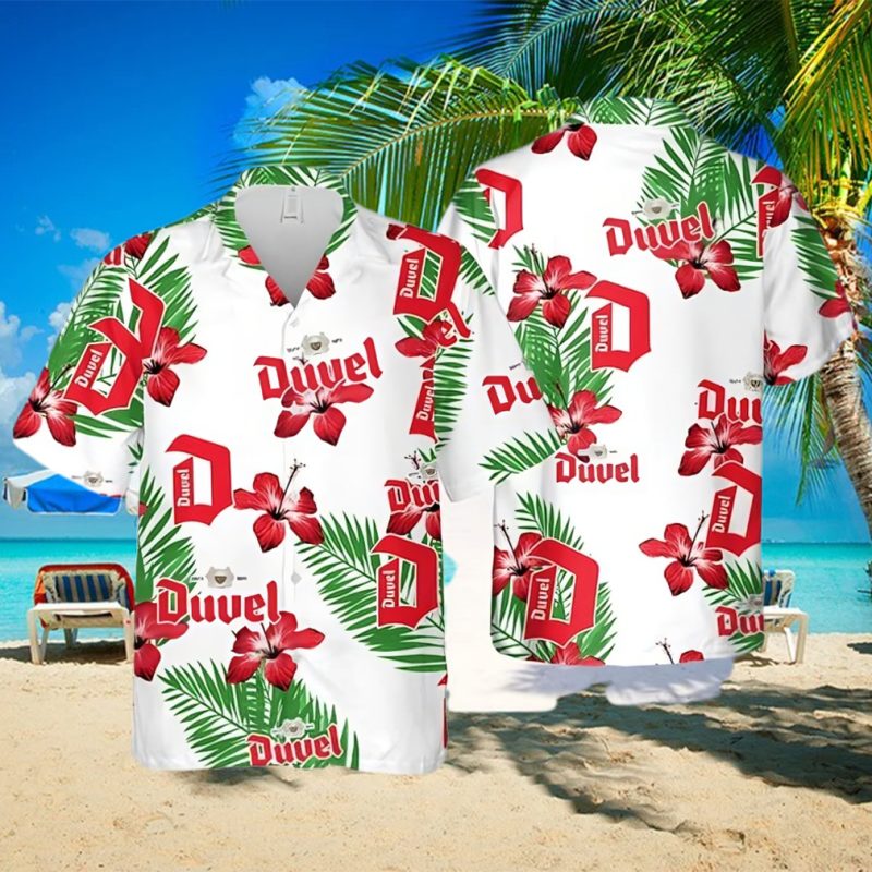 Duvel Beer Hibiscus Flower Pattern Hawaiian Shirt Beach Lovers Gift