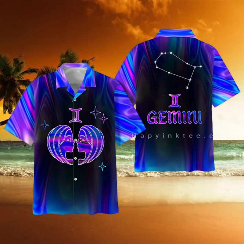 Gemini Zodiac Ultra Holo Star Zodiac Gift Hawaii Shirt