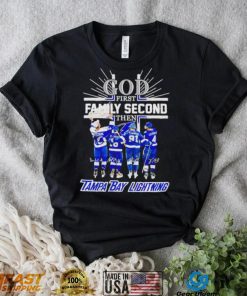 God first family second then 2023 Tampa Bay Lightning hockey signatures shirt