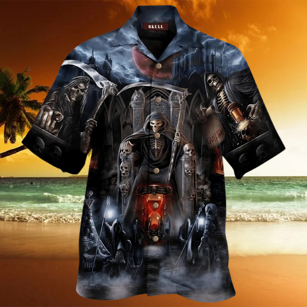 Grim Reaper Skeleton King Skull Gothic Aloha Hawaiian Shirt