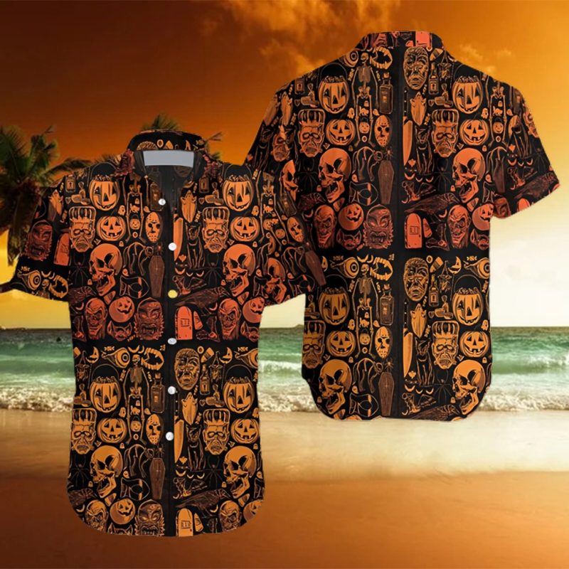 Halloween Skull Pumpkin Hawaiian Shirt For Men Women Adult