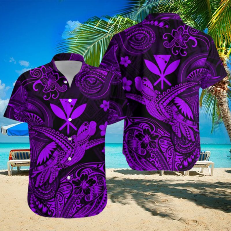 Hawaii Turtle Map Polynesian Hawaiian Shirt Kanaka Maoli Unique Style   Purple