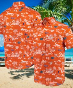 Hawaiian Shirt Orange Beach Tropical Leaves Florida Gators Gift