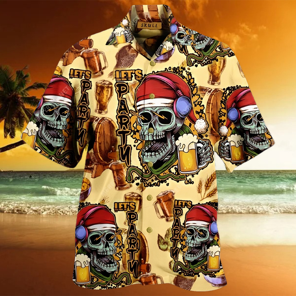 Lets Party Skull Aloha Hawaiian Shirt Colorful Short Sleeve Summer Beach Casual Shirt