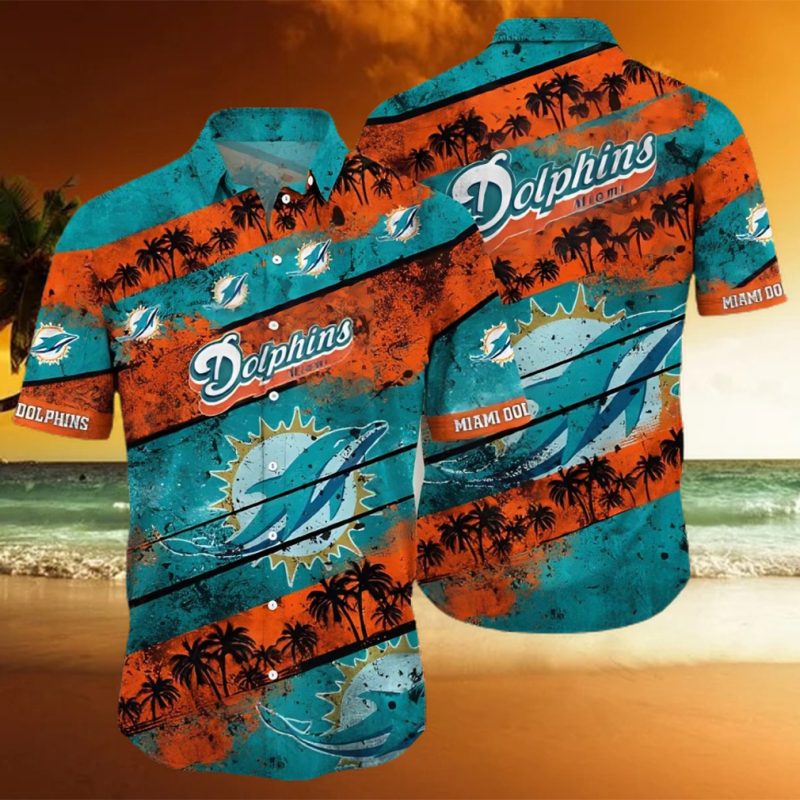 Miami Dolphins Hawaiian Shirt  Unique Sunset Graphic  Unique Hawaiian Shirt removebg