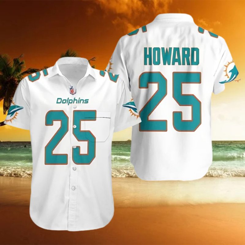Miami Dolphins Hawaiian Shirt  White Xavien Howard 25