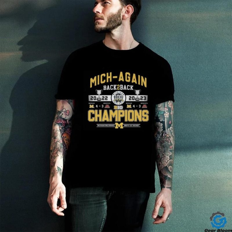 Michigan Wolverines men’s ice hockey mich again back 2 back champions shirt