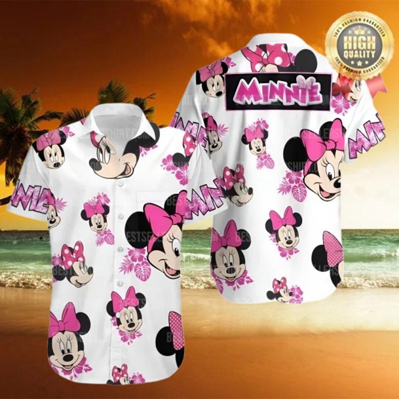 Minnie Mouse Disney Pink Floral Disney Hawaiian Shirt
