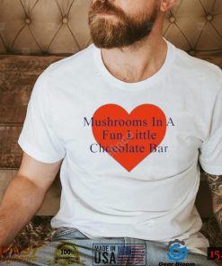 Mushrooms in a fun little chocolate bar t shirt