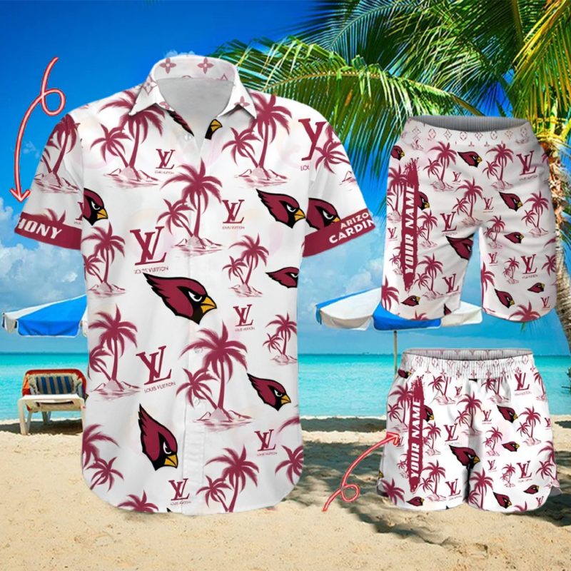 NFL Arizona Cardinals Louis Vuitton Logo Pattern Hawaiian Shirt & Shorts