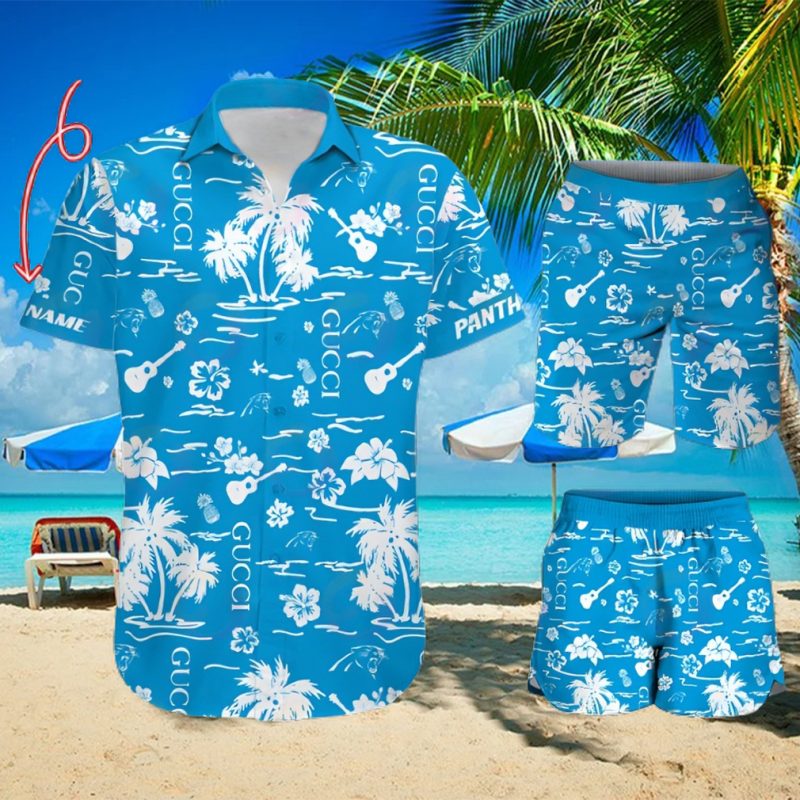 NFL Chicago Bears Gucci Logo Pattern Hawaiian Shirt & Shorts