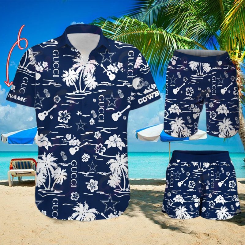 NFL Dallas Cowboys Gucci Logo Pattern Hawaiian Shirt & Shorts