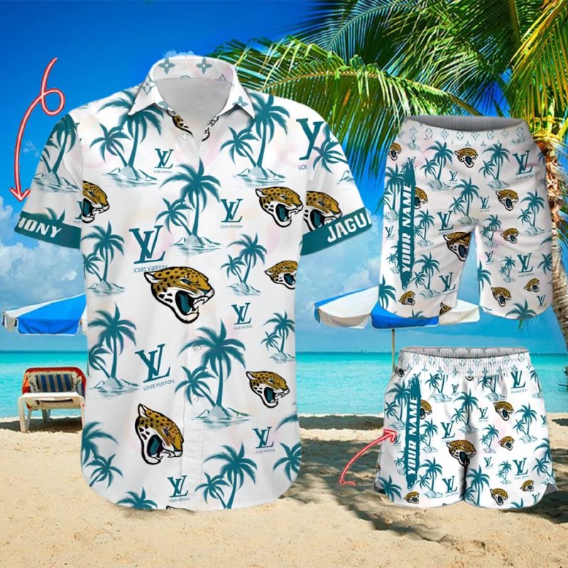 NFL Jacksonville Jaguars Louis Vuitton Logo Pattern Hawaiian Shirt & Shorts