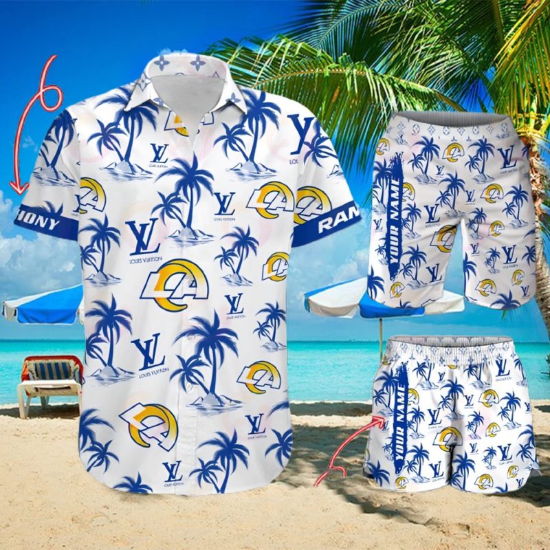 NFL Los Angeles Rams Louis Vuitton Logo Pattern Hawaiian Shirt & Shorts