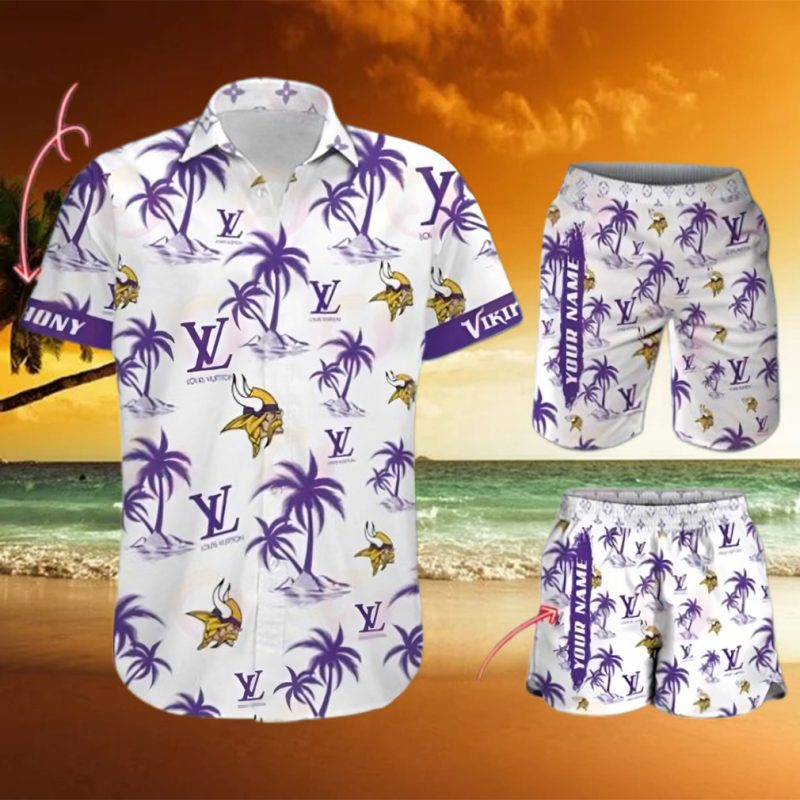 NFL Minnesota Vikings Louis Vuitton Logo Pattern Hawaiian Shirt