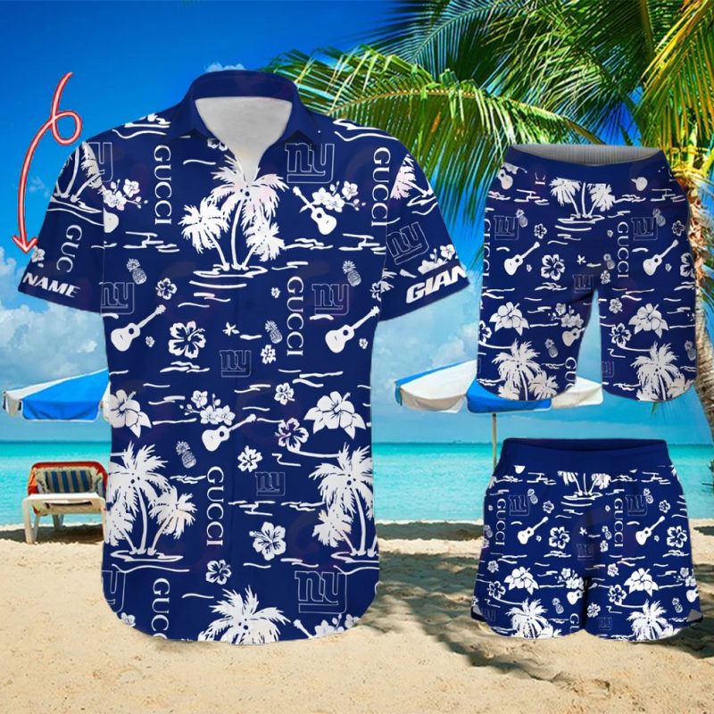 NFL New York Giants Gucci Logo Pattern Hawaiian Shirt & Shorts