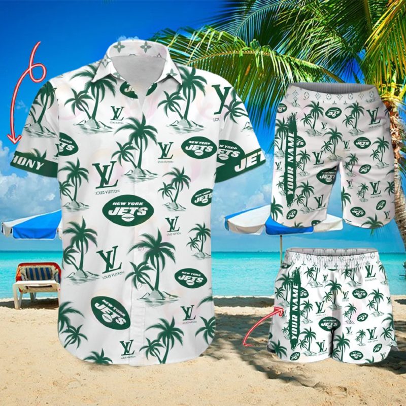 NFL New York Jets Louis Vuitton Logo Pattern Hawaiian Shirt & Shorts