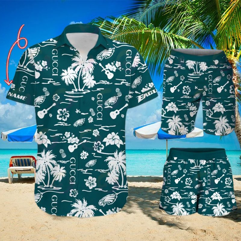 NFL Philadelphia Eagles Gucci Logo Pattern Hawaiian Shirt & Shorts